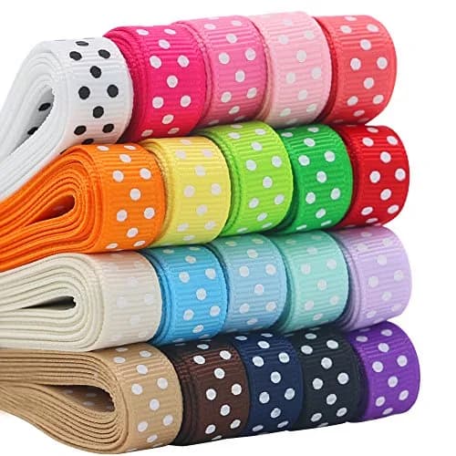 QingHan Polka Dot Grosgrain Ribbon 3/8" (9.5mm) | 40 Yards Assorted Colors for Crafts & Gifts thumbnail 1