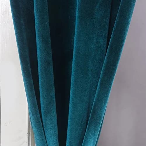 Cherry Home Dark Green Velvet Blackout Curtain Panel 52x108 inches | Energy Efficient Grommet Drapes for Bedroom thumbnail 4