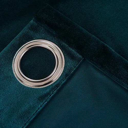 Cherry Home Dark Green Velvet Blackout Curtain Panel 52x108 inches | Energy Efficient Grommet Drapes for Bedroom thumbnail 7