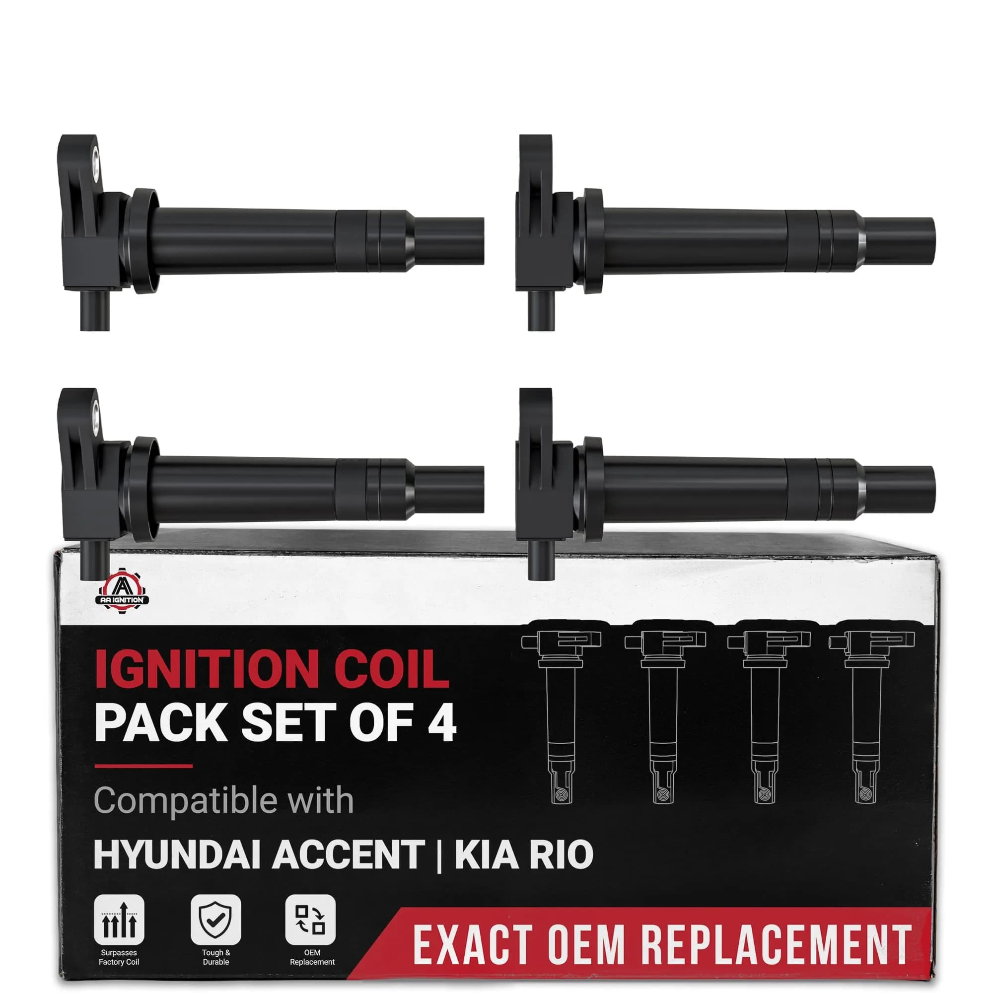 AA Ignition Set of 4 Ignition Coils for Hyundai & Kia 2006-2011 | Reliable Engine Performance