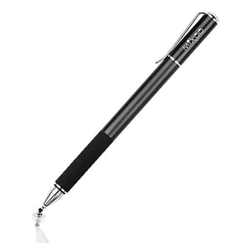 Mixoo 2-in-1 Disc & Fiber Tip Stylus Pen for Touchscreens | Precision Input Pen for iPad, iPhone, Android, Chromebook (Black) thumbnail 1
