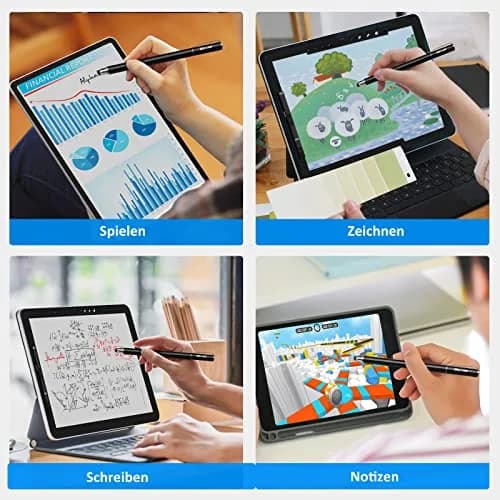 Mixoo 2-in-1 Disc & Fiber Tip Stylus Pen for Touchscreens | Precision Input Pen for iPad, iPhone, Android, Chromebook (Black) thumbnail 3