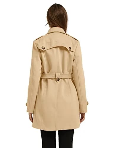 wantdo Women’s Double Breasted Pea Coat Khaki S | Windproof & Stylish Winter Coat thumbnail 4