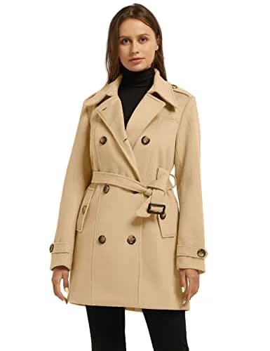 wantdo Women’s Double Breasted Pea Coat Khaki S | Windproof & Stylish Winter Coat thumbnail 2
