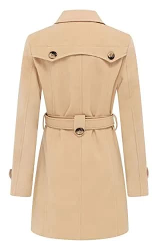 wantdo Women’s Double Breasted Pea Coat Khaki S | Windproof & Stylish Winter Coat thumbnail 3