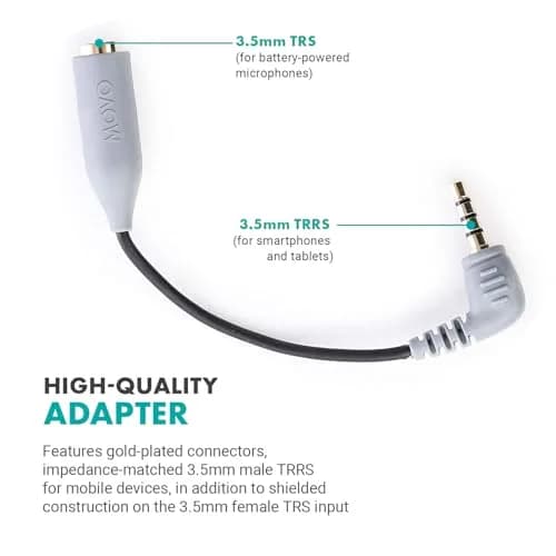 Movo MC3 3.5mm TRS to TRRS Adapter - Microphone for Smartphones & Tablets | High-Quality Audio thumbnail 6