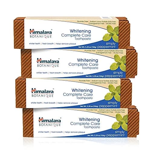 Himalaya Botanique Whitening Complete Care Toothpaste Peppermint 5.29oz (156ml) 4-Pack | Fluoride-Free Whitening & Plaque Control thumbnail 1