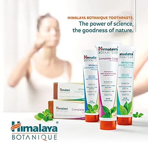 Himalaya Botanique Whitening Complete Care Toothpaste Peppermint 5.29oz (156ml) 4-Pack | Fluoride-Free Whitening & Plaque Control thumbnail 6