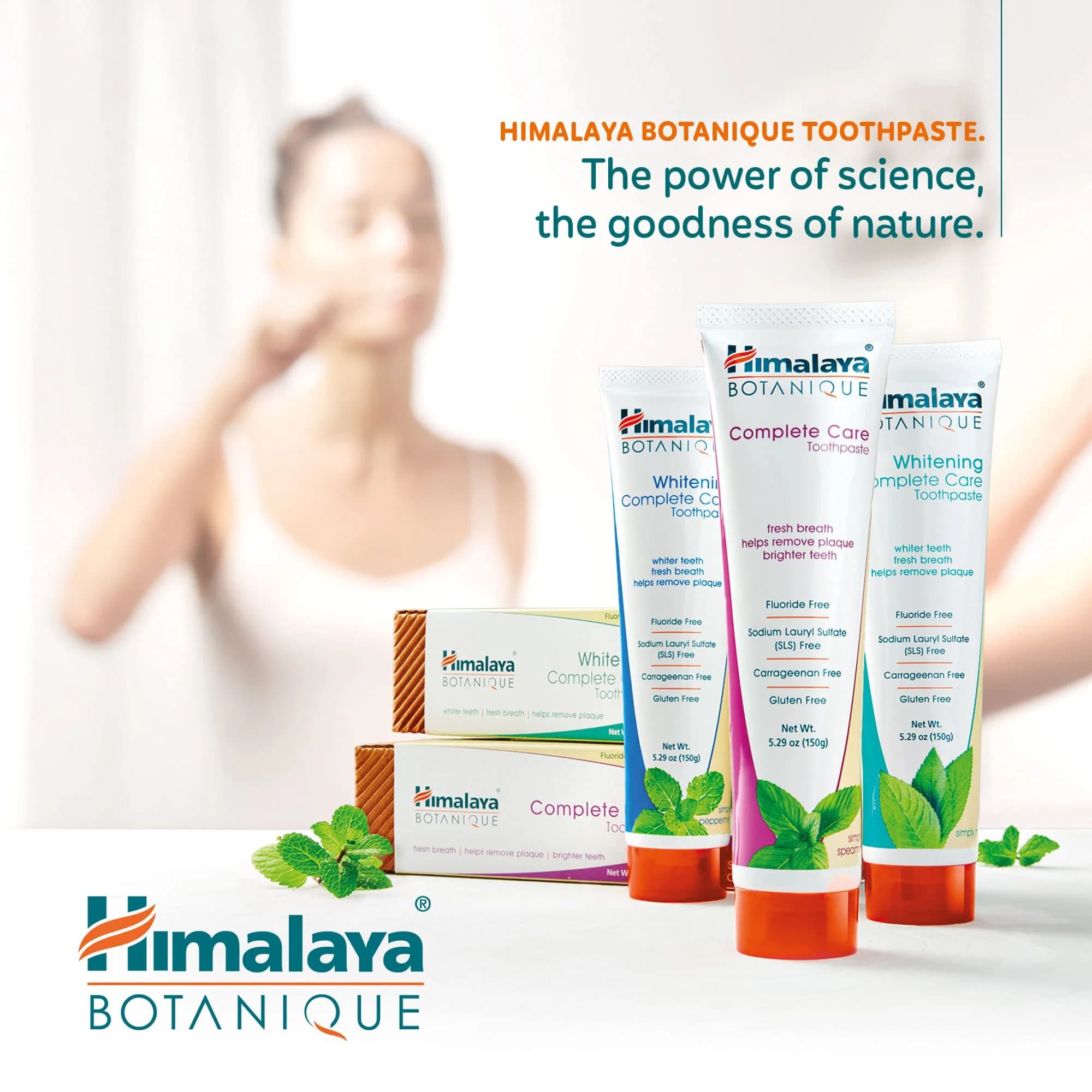 Himalaya Botanique Whitening Complete Care Toothpaste Peppermint 5.29oz (156ml) 4-Pack | Fluoride-Free Whitening & Plaque Control - view 6