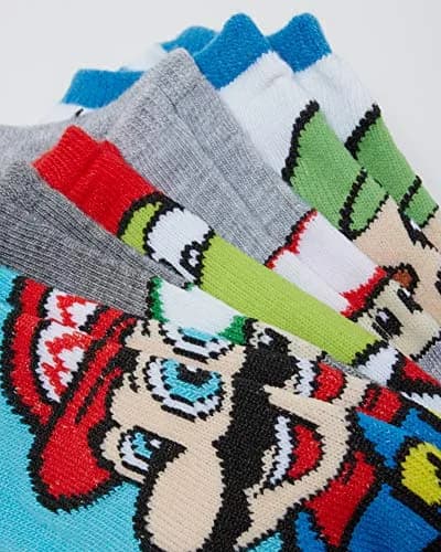 Nintendo Super Mario 5 Pack No Show Socks | No Bunching, Breathable Polyester Blend, Fun Character Design thumbnail 5