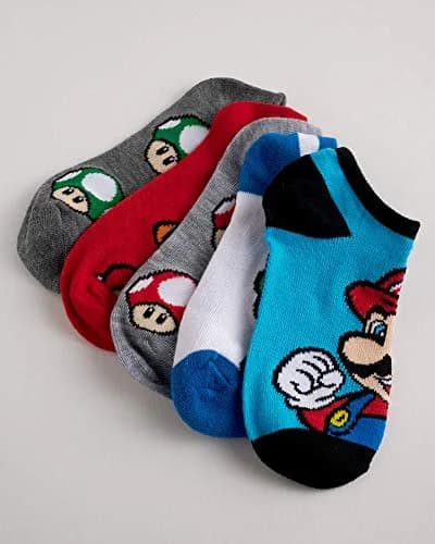 Nintendo Super Mario 5 Pack No Show Socks | No Bunching, Breathable Polyester Blend, Fun Character Design thumbnail 3