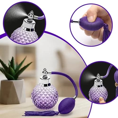 Coolrunner 100ml Perfume Bottle Vintage Atomizer, Purple | Refillable Crystal Spray thumbnail 6