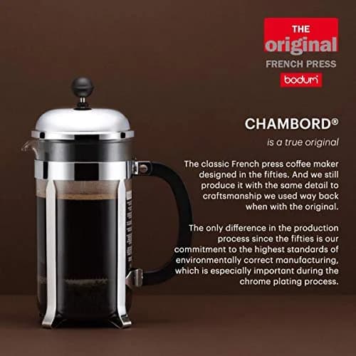 Bodum Chambord French Press Coffee Maker 34oz | Classic Design with High-Heat Borosilicate Glass thumbnail 6