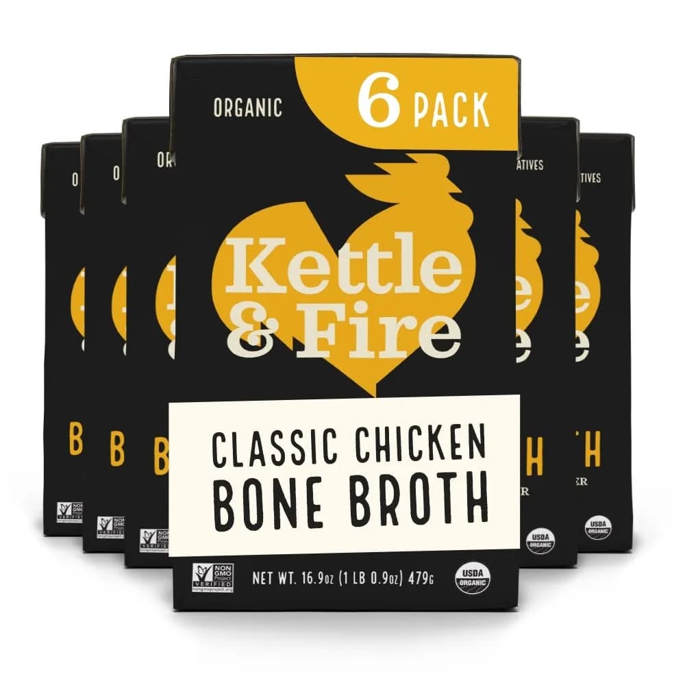 Kettle & Fire Coconut Curry & Lime Chicken Bone Broth 16.9oz (3 Pack) | High in Protein & Collagen, Keto & Paleo Approved — Chicken Bone Broth / 16.9 Fl Oz