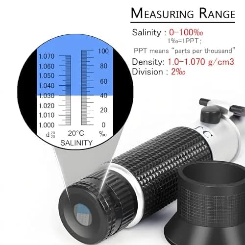 V·RESOURCING Seawater Salinity Refractometer 0-100ppt & 1.000-1.070 Specific Gravity Tester | Automatic Temperature Compensation thumbnail 3