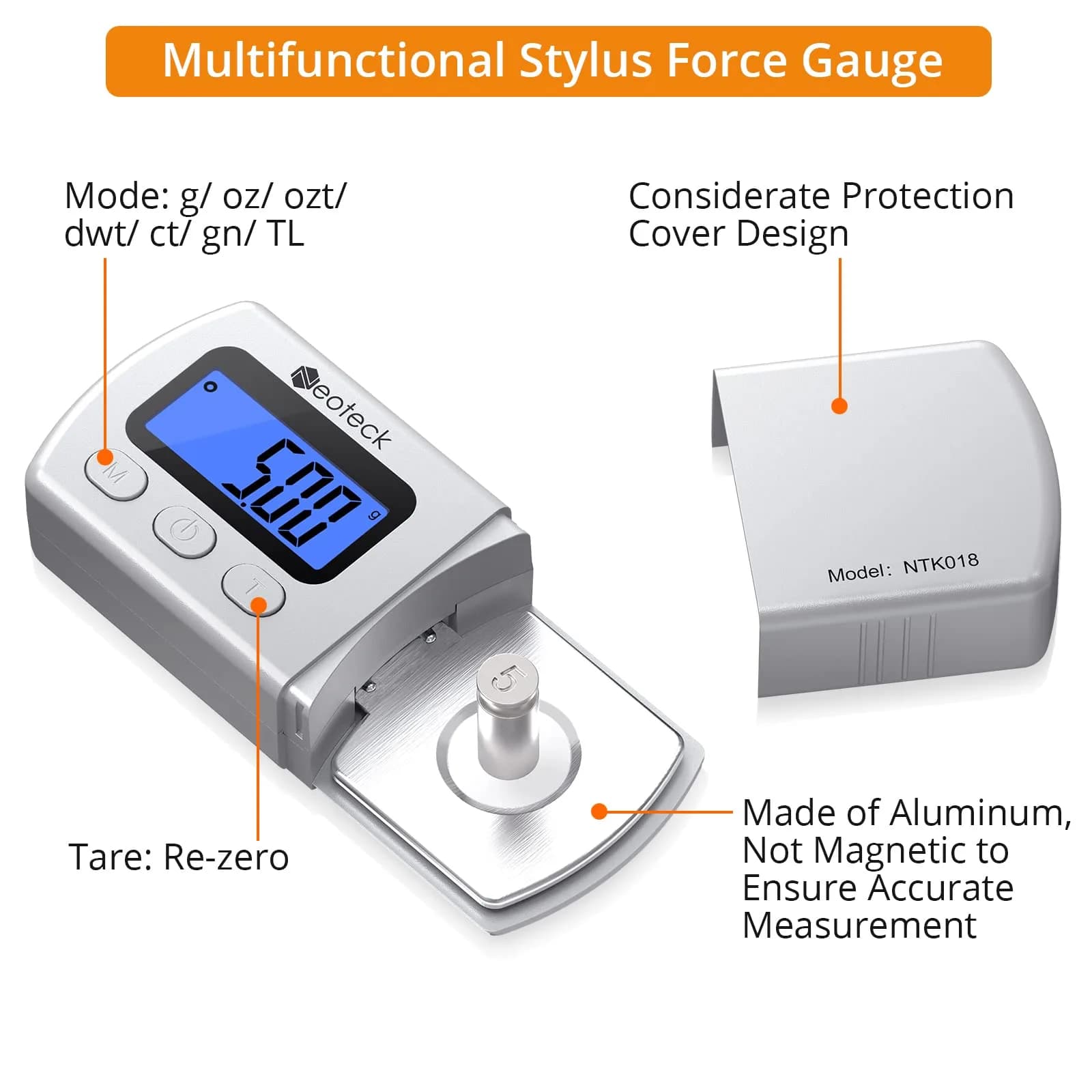 Neoteck Digital Turntable Stylus Force Gauge 0.01g/5.00g with Blue LCD | Essential for Vinyl Playback Accuracy - view 5