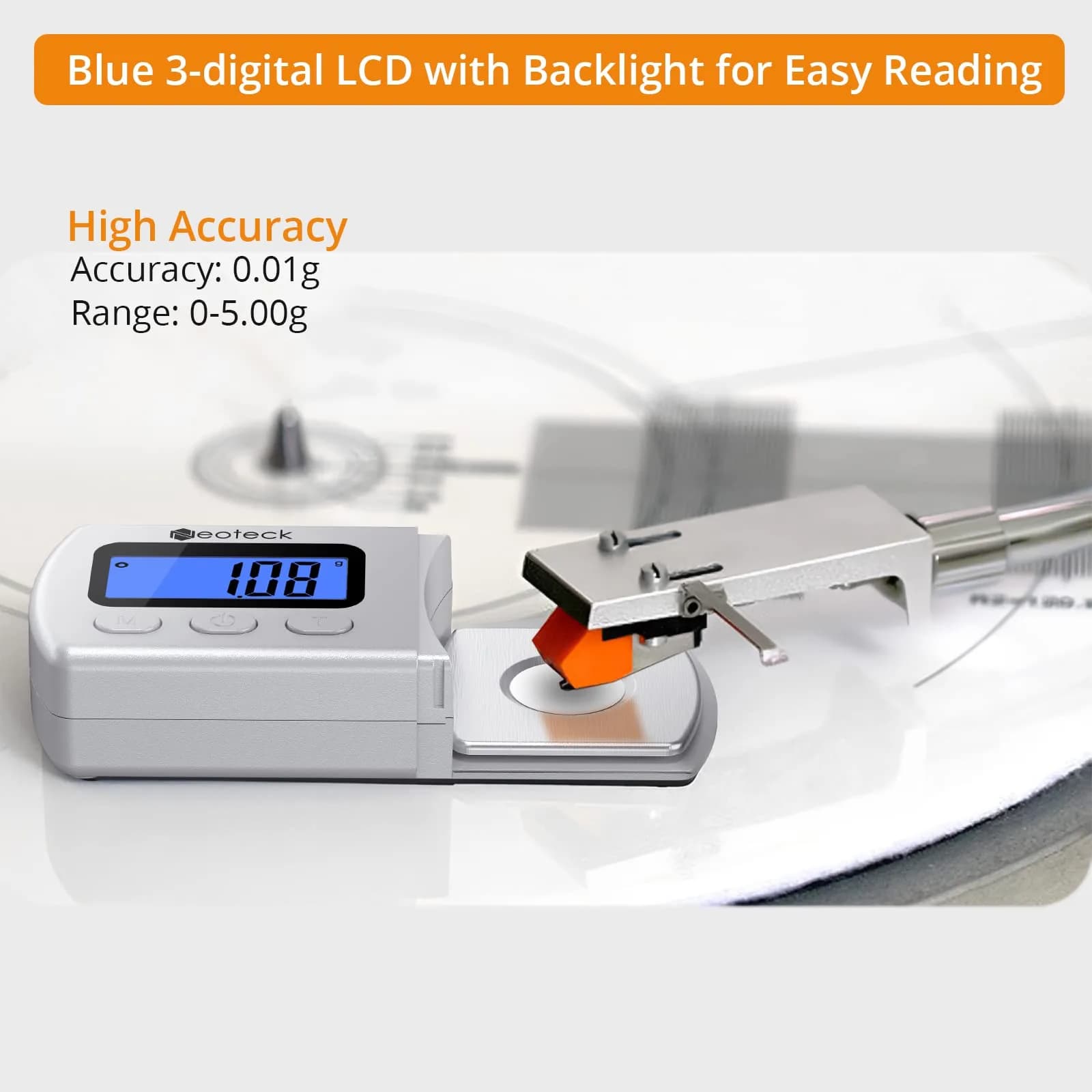 Neoteck Digital Turntable Stylus Force Gauge 0.01g/5.00g with Blue LCD | Essential for Vinyl Playback Accuracy - view 4