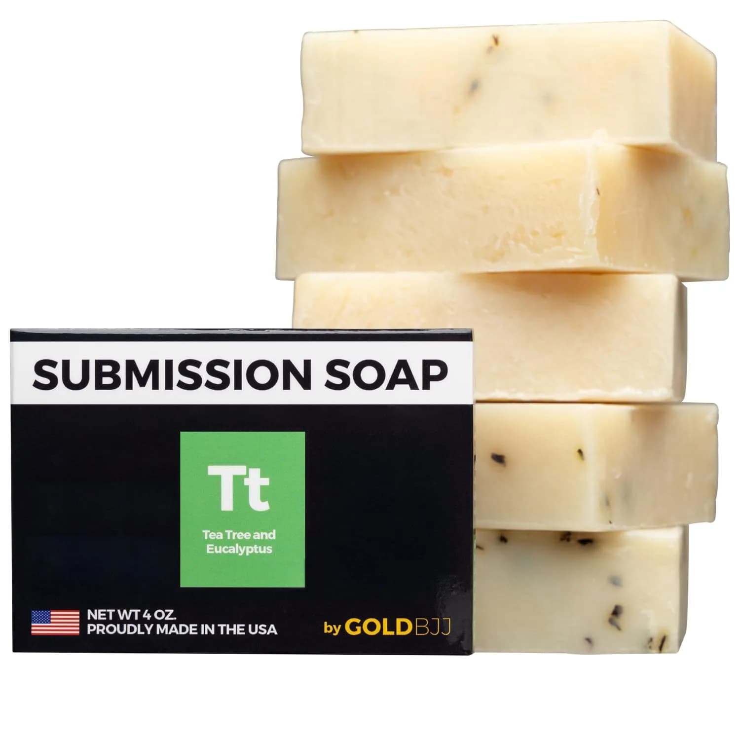 Gold BJJ Submission Soap - Tea Tree Oil Bar Soap for Jiu Jitsu, Wrestling, Grappling & MMA | Made in USA (5-Pack, 4 oz each)
