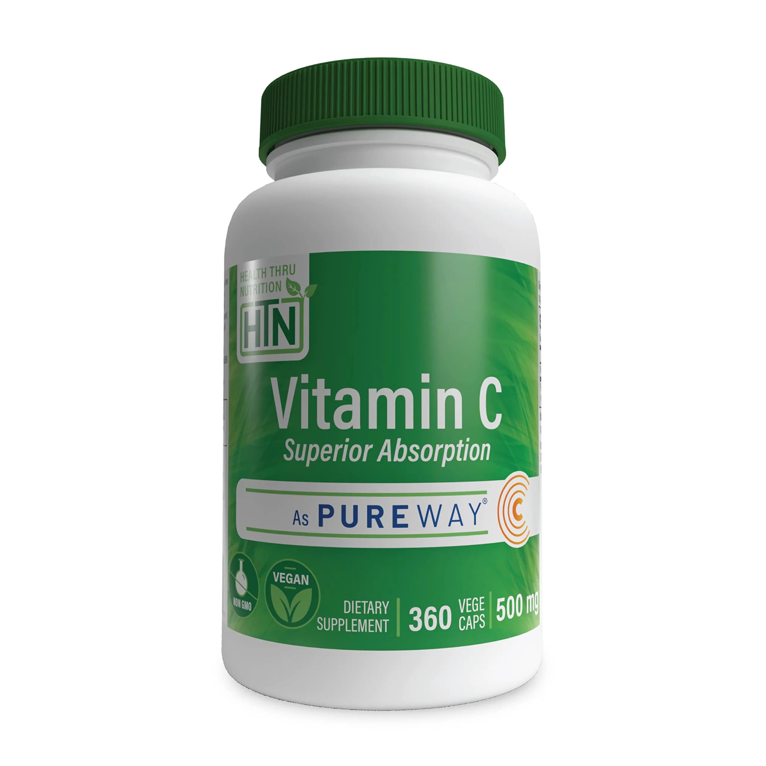 Health Thru Nutrition Vitamin-C 500mg PureWay-C 360 Count High Absorption | Vegan, Non-GMO
