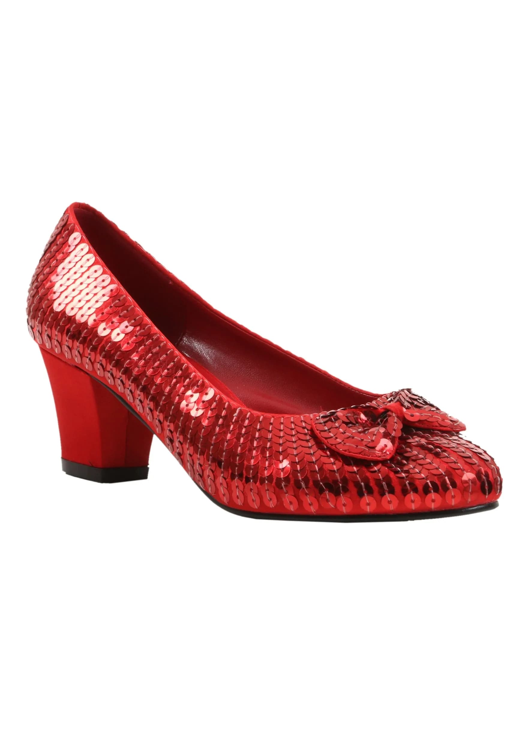 Ellie Shoes Child Red Sequin Shoes XS | 1.5" Heel, Satin & Sequins, Water-Resistant — X-Small