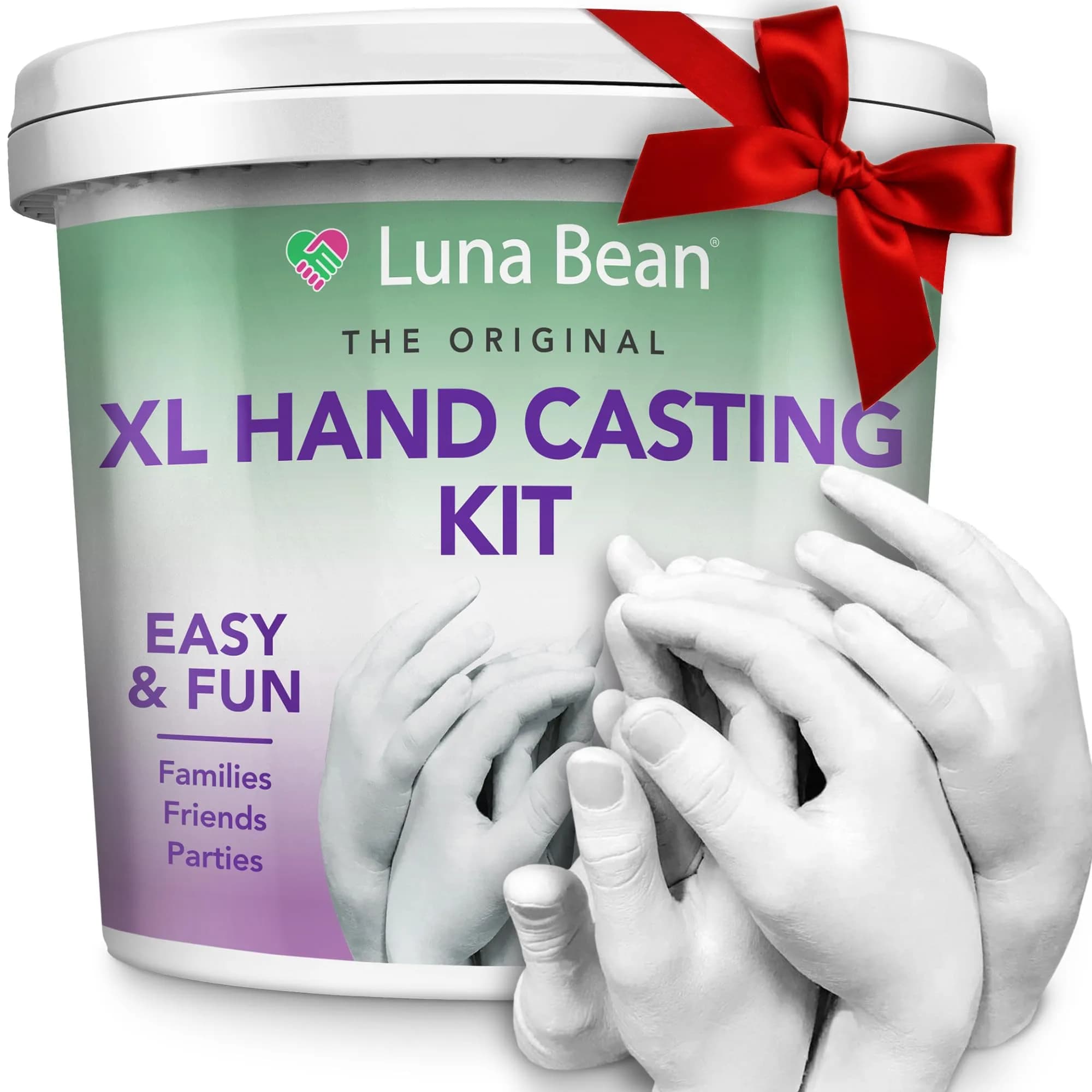 Luna Bean XL Hand Casting Kit for Family - Extra Large Mold, Up to 6 Hands | Family Keepsake