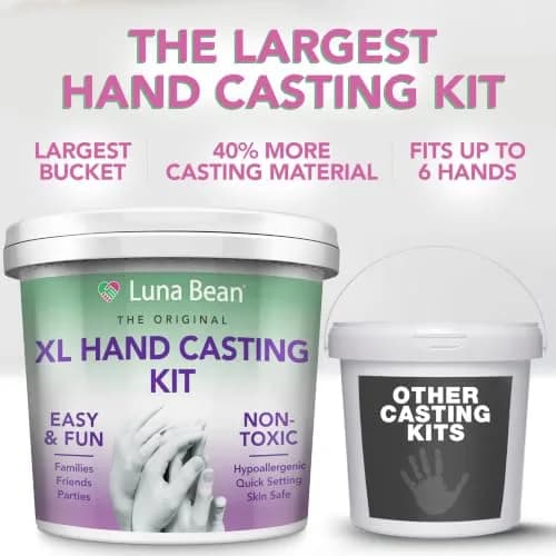 Luna Bean XL Hand Casting Kit for Family - Extra Large Mold, Up to 6 Hands | Family Keepsake thumbnail 3