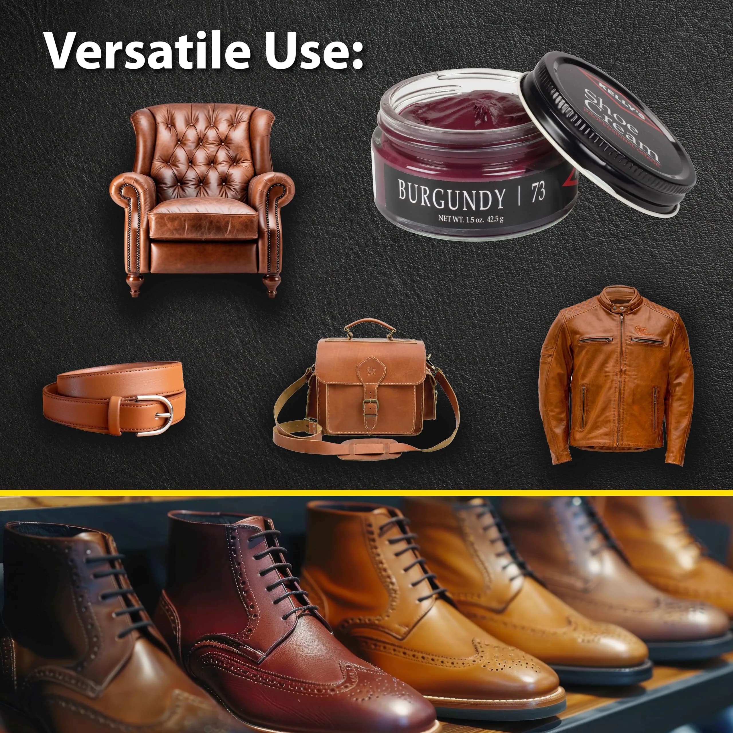 Kelly's Burgundy Shoe Polish Cream 45ml (1.5 oz) | Professional Leather Care - view 4