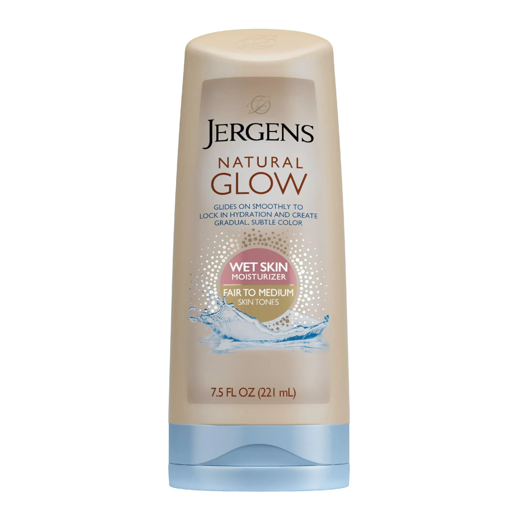 Jergens Natural Glow Wet Skin Moisturizer Lotion, Fair to Medium 222ml (7.5 Fl Oz) | Gradual Streak-Free Color - main product image