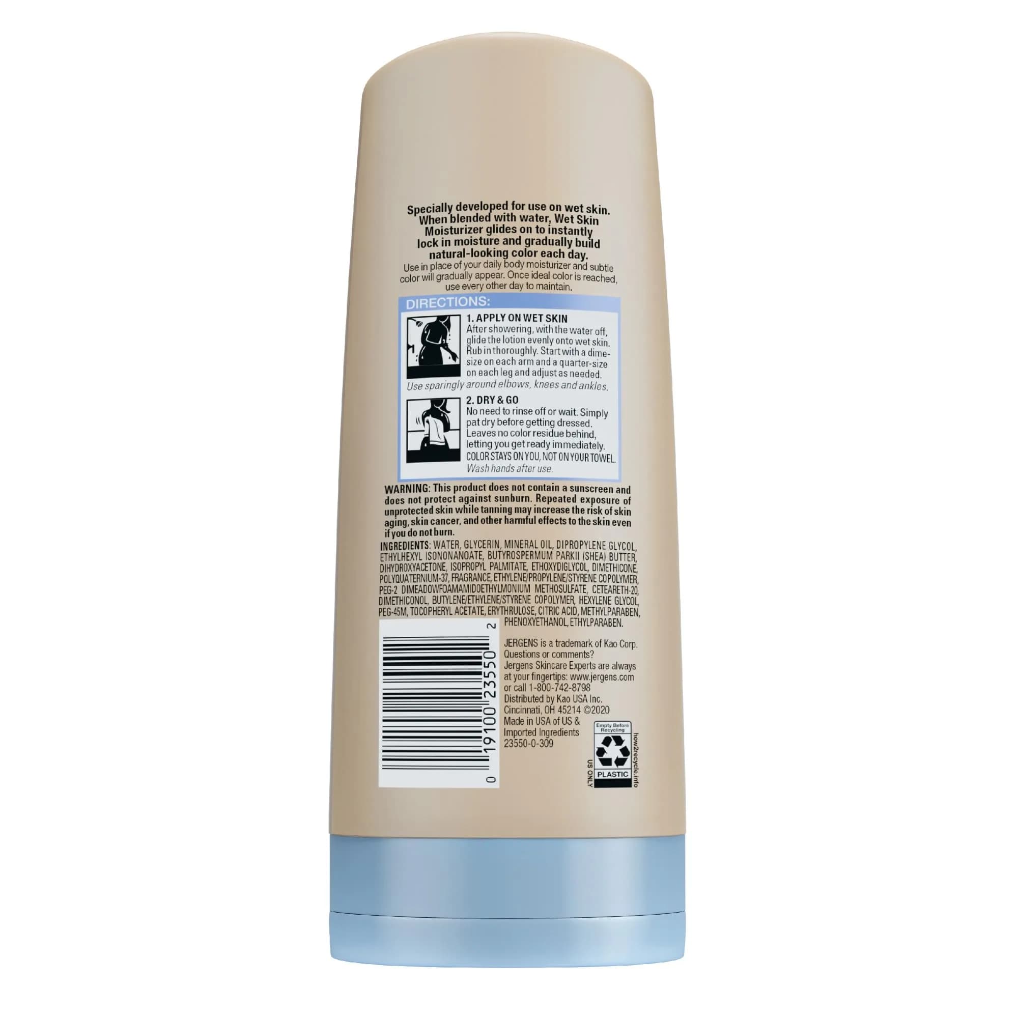 Jergens Natural Glow Wet Skin Moisturizer Lotion, Fair to Medium 222ml (7.5 Fl Oz) | Gradual Streak-Free Color - view 9