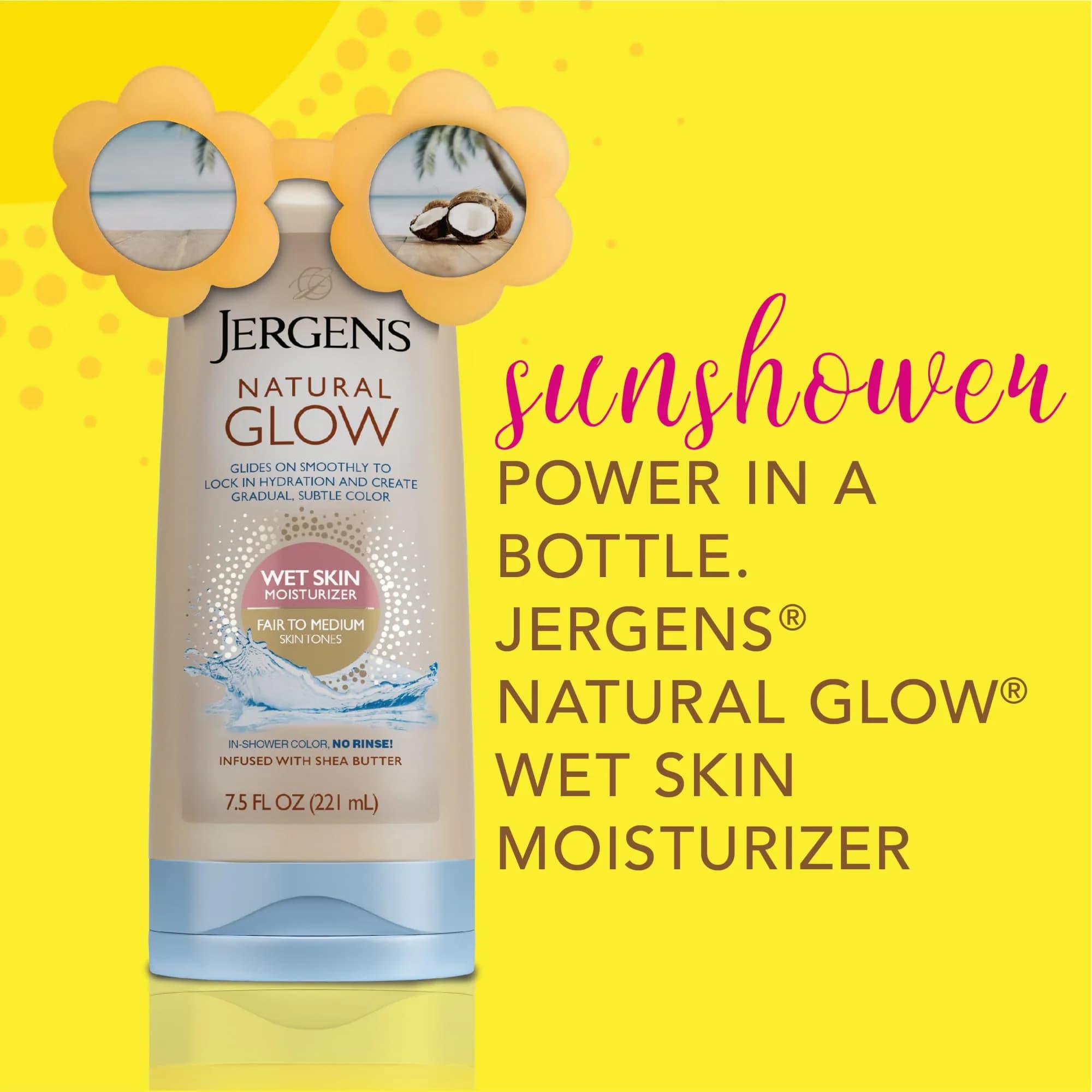 Jergens Natural Glow Wet Skin Moisturizer Lotion, Fair to Medium 222ml (7.5 Fl Oz) | Gradual Streak-Free Color - view 2