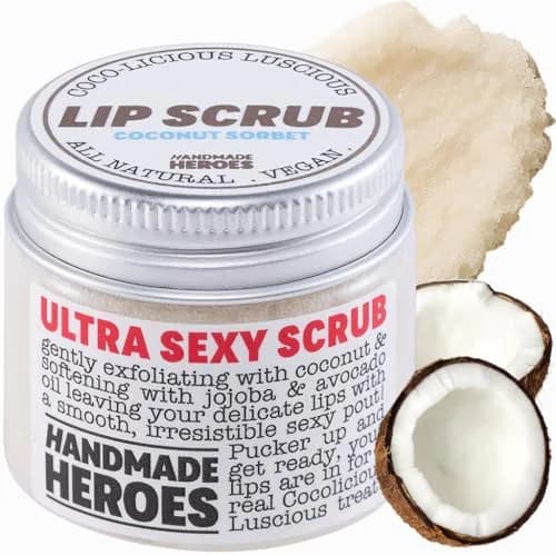 Handmade Heroes 100% Natural Lip Scrub 1oz | Vegan Coconut Lip Exfoliator for Dry & Dark Lips thumbnail 1