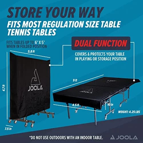 JOOLA Outdoor Ping Pong Table Cover Fits Both Folding & Flat Tables - Heavy Duty Waterproof Cover w/ PVC Coating - Dual Function, Fits 9x5 Tables in Upright or Down Positions - Inside & Outside thumbnail 5