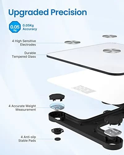 RENPHO Smart Body Fat Scale 28cm (11") | Measures 13 Metrics, Syncs with App, White thumbnail 5