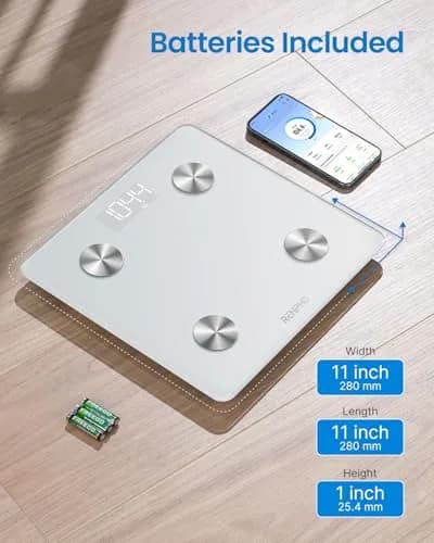 RENPHO Smart Body Fat Scale 28cm (11") | Measures 13 Metrics, Syncs with App, White thumbnail 6