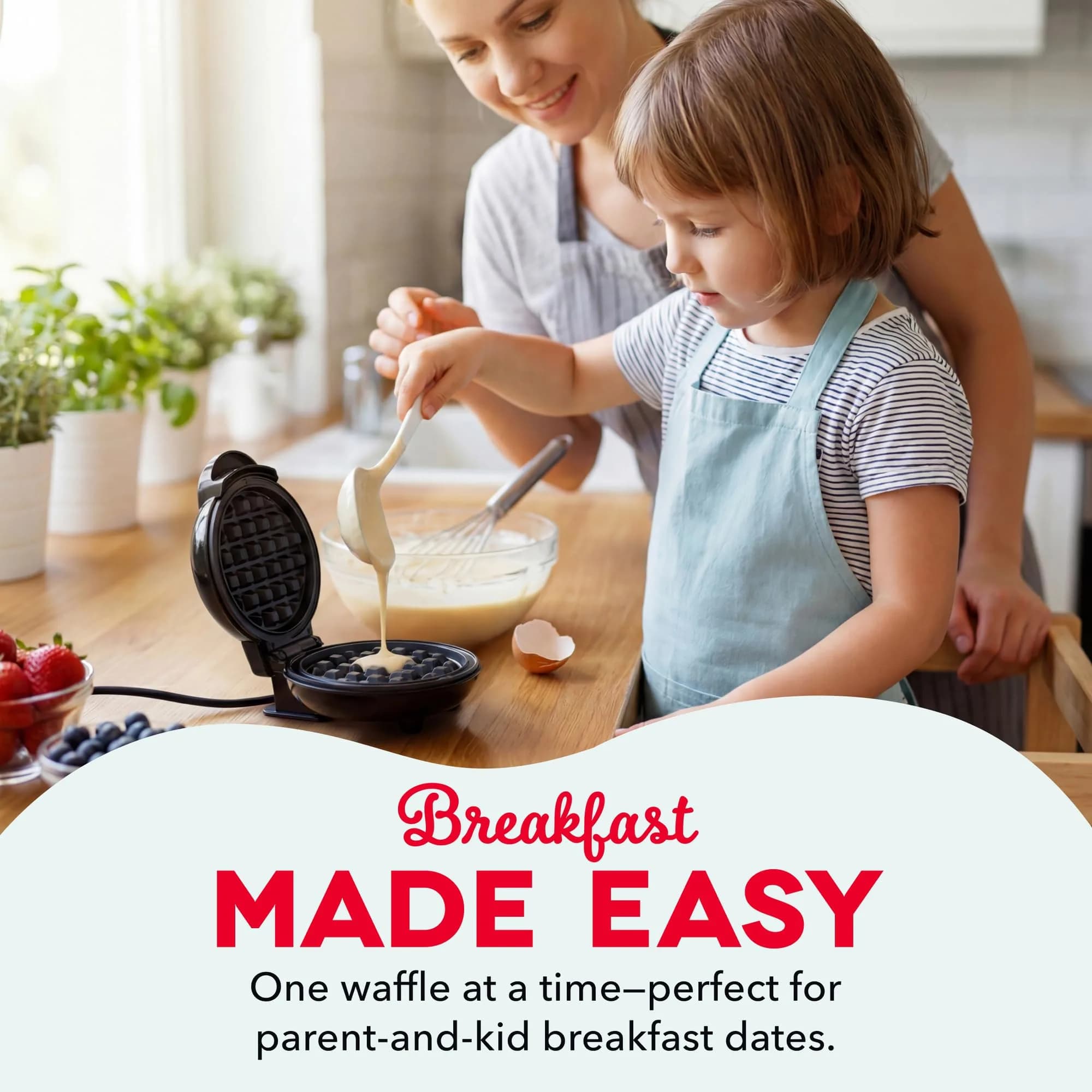 Dash Mini Waffle Maker Black 4-Inch (10.16 cm) | Makes Perfect Waffles Fast - view 3