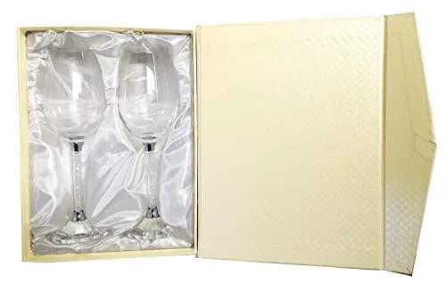 Amlong Crystal Wine Glass with Crystal Diamond Stem | Elegant 12 oz Set of 2 for Celebrations & Gifts thumbnail 1