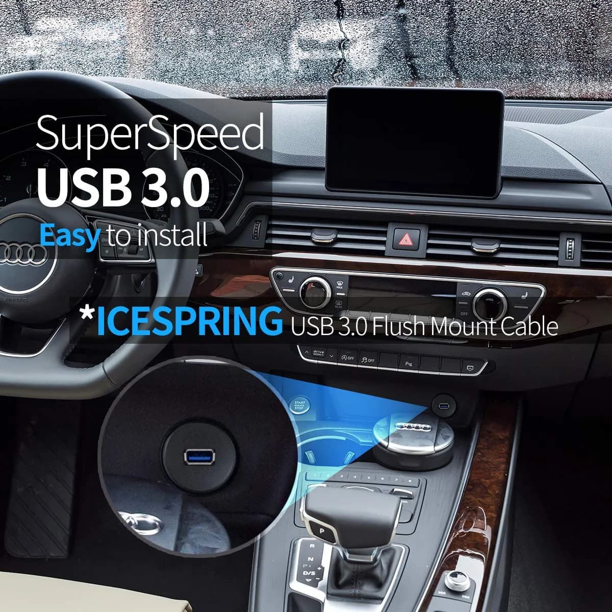 ICESPRING USB 3.0 Flush Mount Car Mount Extension Cable, 3ft (0.91m) | High-Speed Data Transfer & Charging - view 6