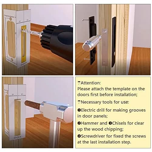 CCJH Matte Black Pocket Door Lock Hardware with Key, Zinc Alloy L-Shaped Latch 160mm x 45mm | Modern Interior Privacy Furniture Hardware thumbnail 5