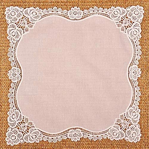 Milesky White Wedding Handkerchief Pure Cotton with Crochet Lace 30cm (11.5") | Keepsake Quality thumbnail 6