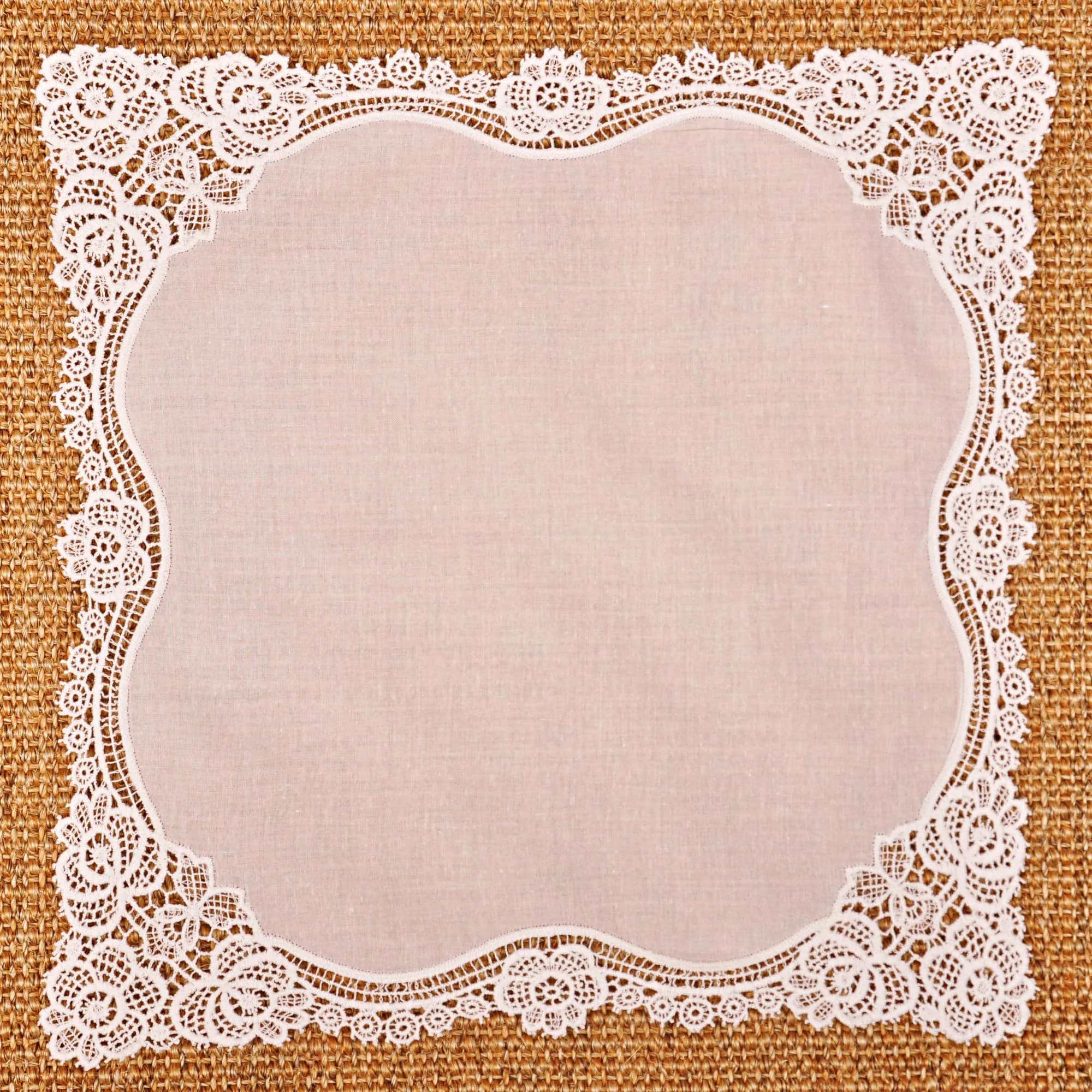 Milesky White Wedding Handkerchief Pure Cotton with Crochet Lace 30cm (11.5") | Keepsake Quality - view 6
