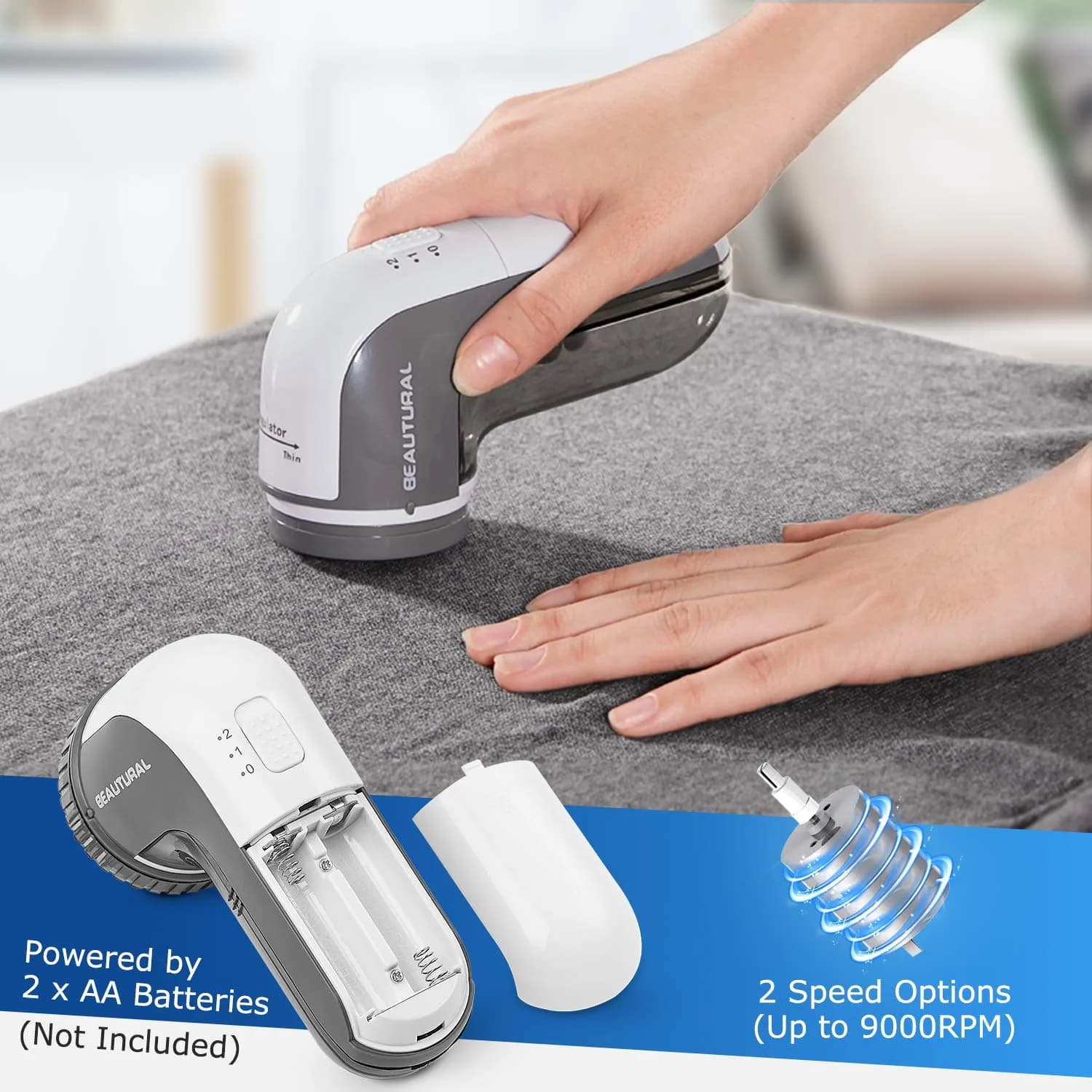 BEAUTURAL Fabric Shaver and Lint Remover Gray | Restores Garments to New - view 5