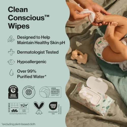 The Honest Company Multi-Use Baby Wipes, Geo Mood, Unscented, 576 Count | Compostable, Plant-Based, Hypoallergenic thumbnail 2
