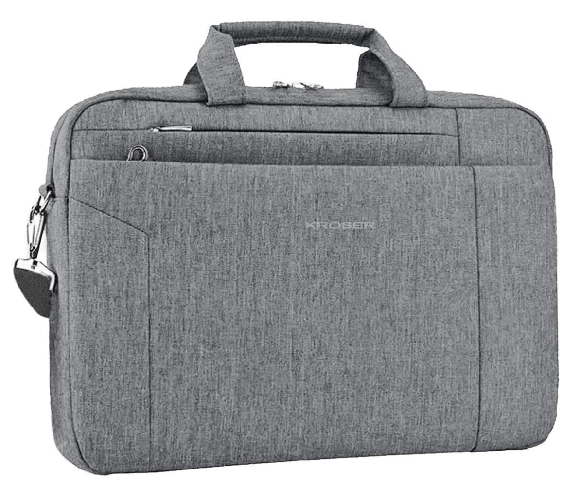 KROSER 15.6 Inch Laptop Briefcase | Waterproof, TSA Friendly, Lightweight & Stylish — Grey