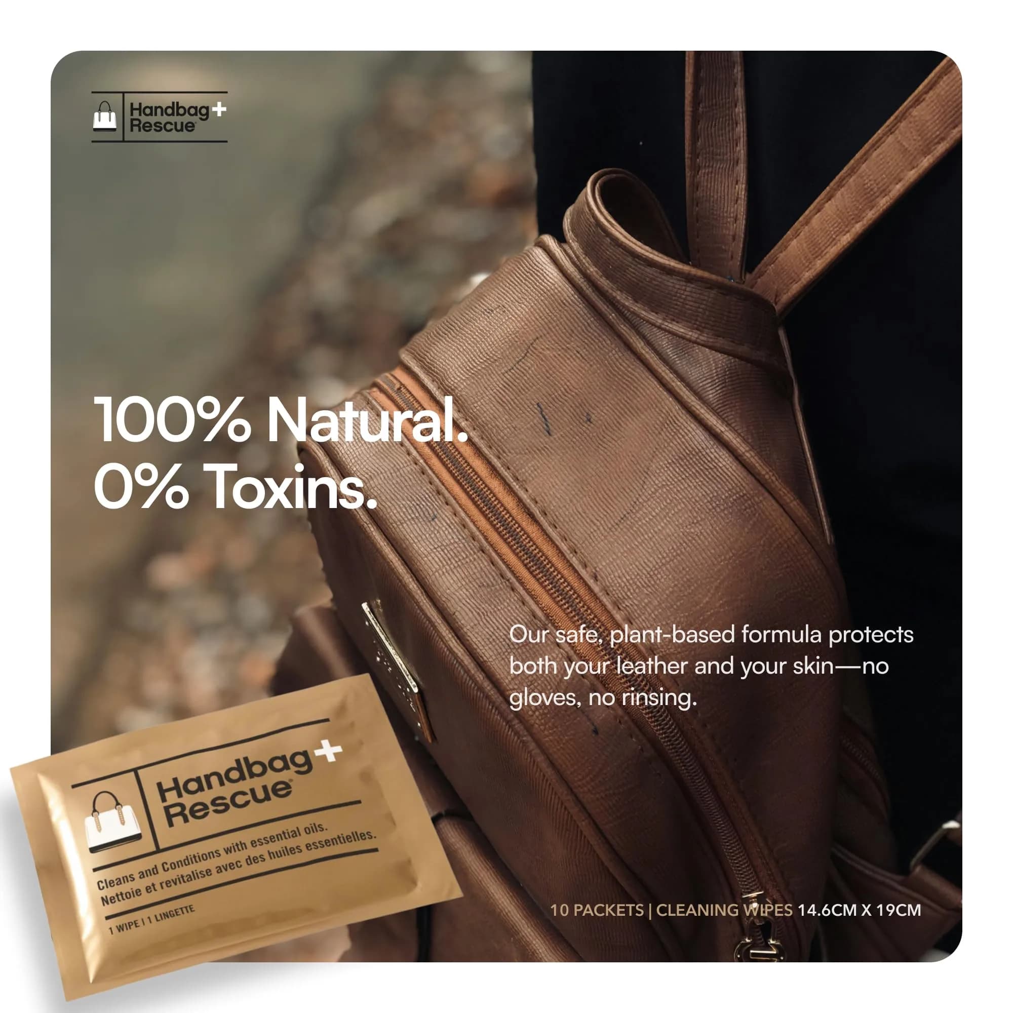 Boot Rescue Natural Surface Cleaning Wipes 10 Count | Keep Leather Handbags Soft & Supple - view 3