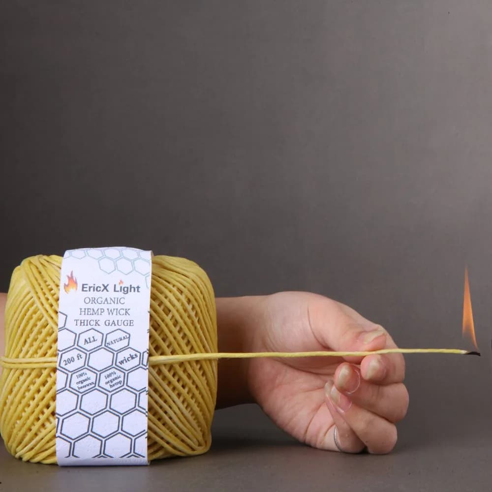 EricX Light Thick Beeswax Hemp Wick 2.0 mm (200 ft) | Organic & Slow Burning - view 6