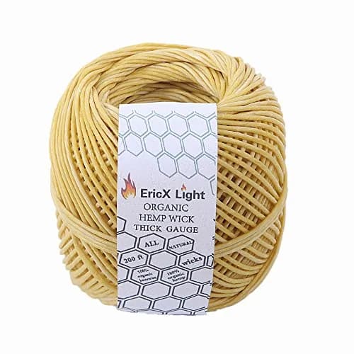 EricX Light Thick Beeswax Hemp Wick 2.0 mm (200 ft) | Organic & Slow Burning thumbnail 1