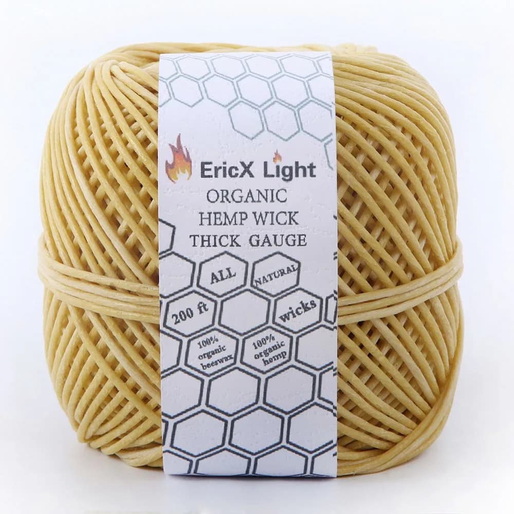 EricX Light Thick Beeswax Hemp Wick 2.0 mm (200 ft) | Organic & Slow Burning - view 2