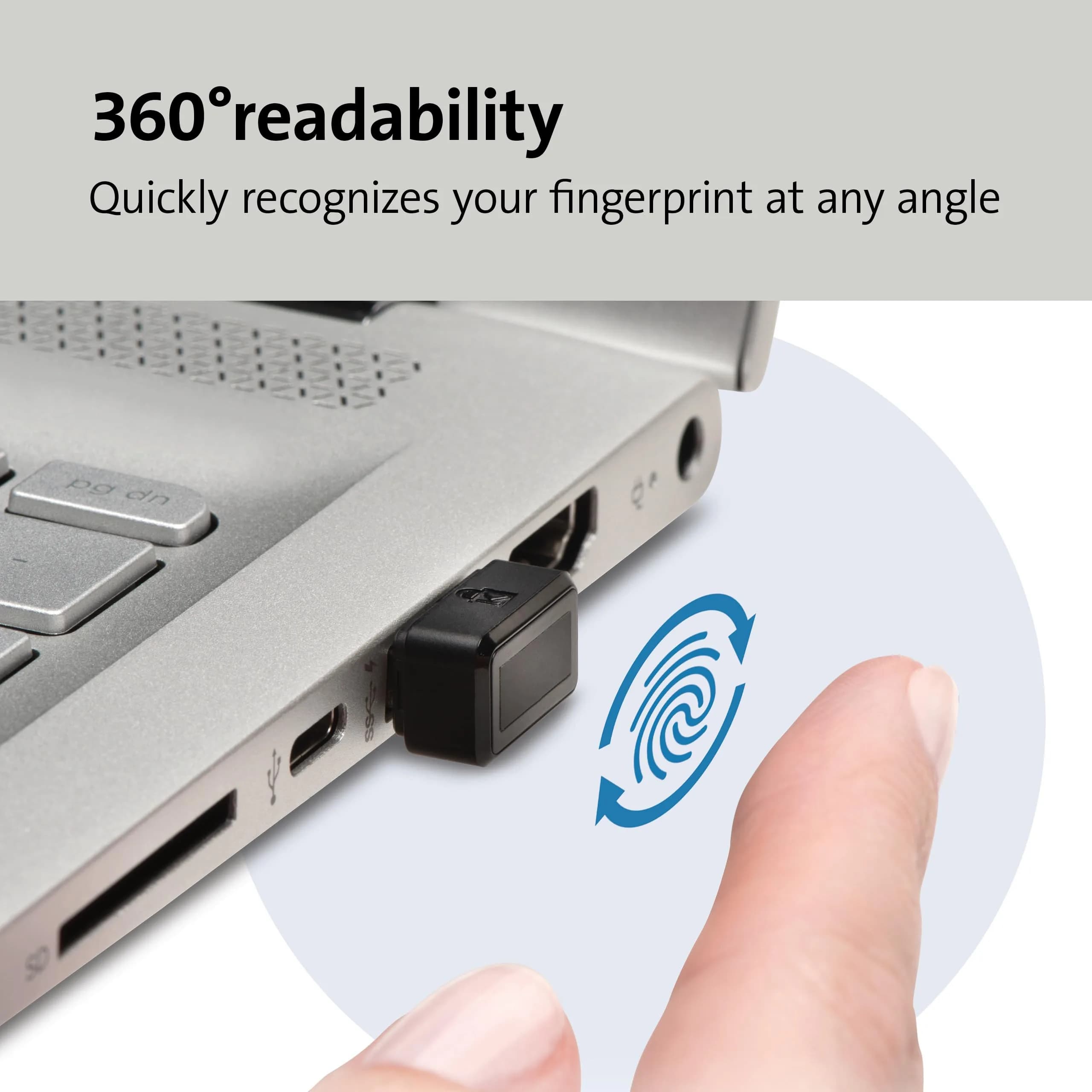 Kensington VeriMark Gen1 USB-A Fingerprint Key Reader | Anti-Spoofing Security for Windows Hello - view 5
