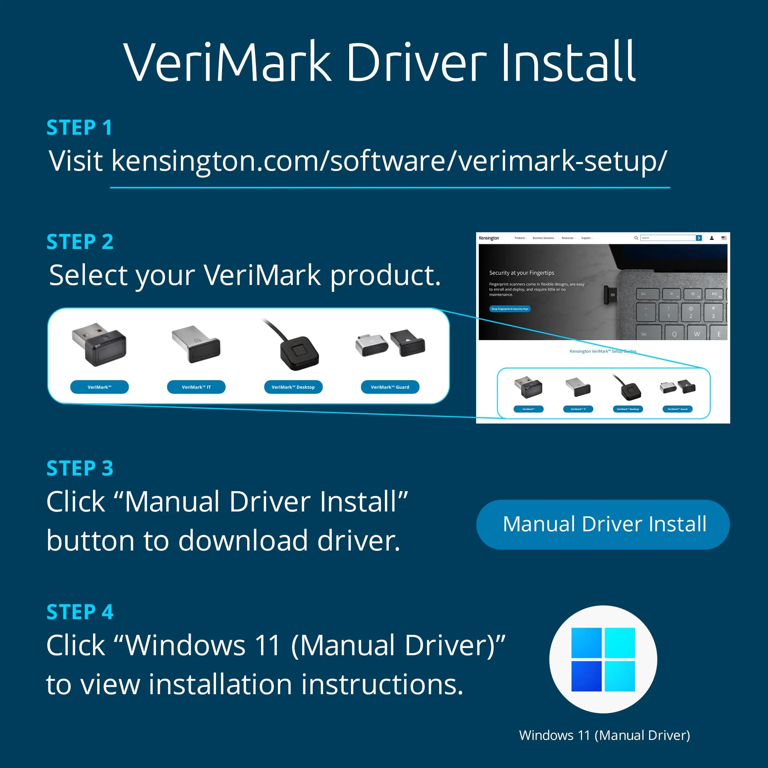 Kensington VeriMark Gen1 USB-A Fingerprint Key Reader | Anti-Spoofing Security for Windows Hello - view 6