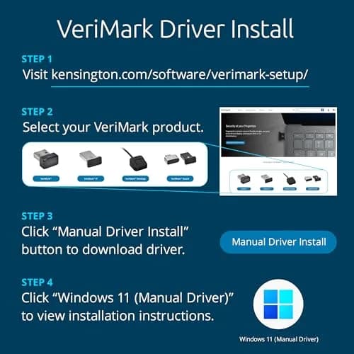 Kensington VeriMark Gen1 USB-A Fingerprint Key Reader | Anti-Spoofing Security for Windows Hello thumbnail 6